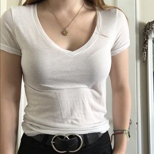 White V-neck Tee